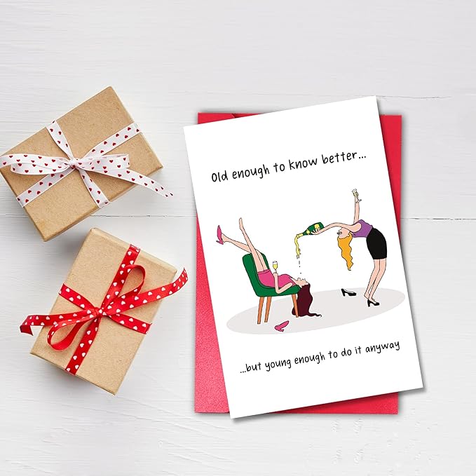 Female Friend Birthday Card Funny, Happy Birthday Card for Girls Mom Bestie Bff (Old Enough)