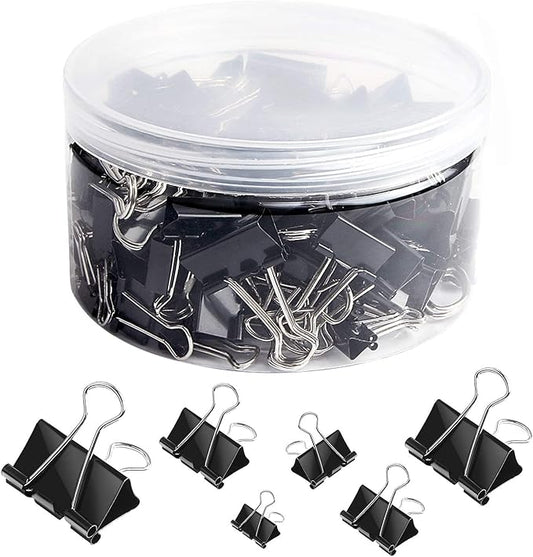 SANNIX 100 PCS Binder Clips Assorted Sizes, X Large, Large, Medium, Small, Mini and Micro, Binder Clips Paper Clamps for Office Home School
