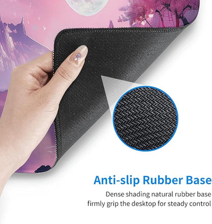 Gaming Mouse Pad Desk Pad,Extended Big Mouse Pad,31.5x11.8 Inch Long Computer Keyboard Mouse Mat Mousepad with 3mm Non-Slip Base and Stitched Edge for Gaming and Office… (Pink Canyon)