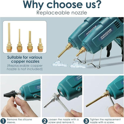 Fireproof 100W Hot Glue Gun Kit Glue Gun - MAXDONE Craft Glue Gun Full Size (Not Mini) Glue Guns Heavy Duty Hot Glue Gun with 12pcs Glue Sticks(0.43'' x 8") 100w for DIY Art