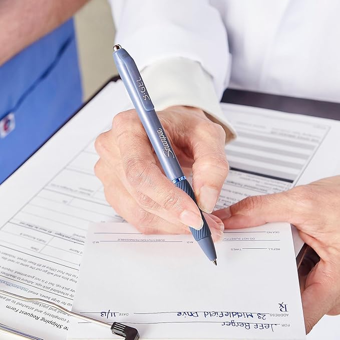 Sharpie S-Gel, Gel Pens, Drawing Pens, Gel Ink Pens For Journaling, Writing Pens, Coloring Pens, Medium Point Pens (0.7Mm), Pearl White Body, Black Gel Ink Pens, 4 Count