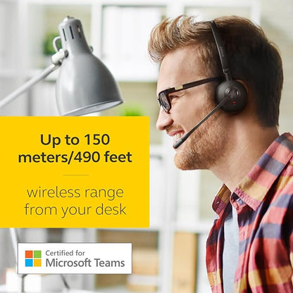 Jabra Engage 65 SE (Second Edition) Wireless Headset, Dual-Ear – Telephone Headset with Industry-Leading Wireless Performance, Advanced Noise-Cancelling Microphone, All Day Battery Life - Black