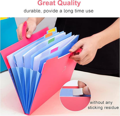 Forvencer Accordion File Organizer, Letter Size, 5 Pocket Expanding File Folder, Cute File Folder with Labels, Portable File Organizer for School Office Supplies, Folders for Documents, Fuchsia