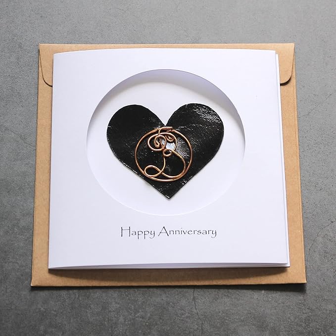 Personalized Initial Copper Card, Copper Initial, Anniversary Card for Her, Couple, Gift for Her (B)