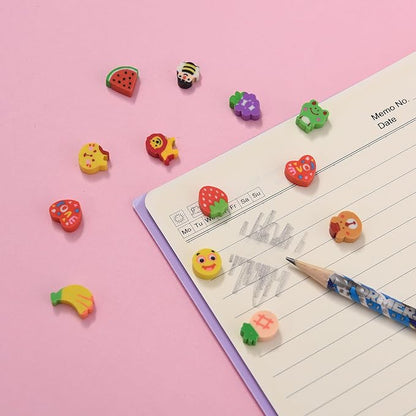 400PCS Mini Fun Cute Fruit Animal Erasers for Kids Bulk,Back to School Party Gifts Valentine's Day Gifts (Fruit erasers)