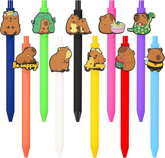 10 Pcs Funny Pens with Capybara Theme Cute Graphics Party favors for Kids Classroom Rewards Bulk for Coworkers Team Staff Funny Office Stationary (Capybara)