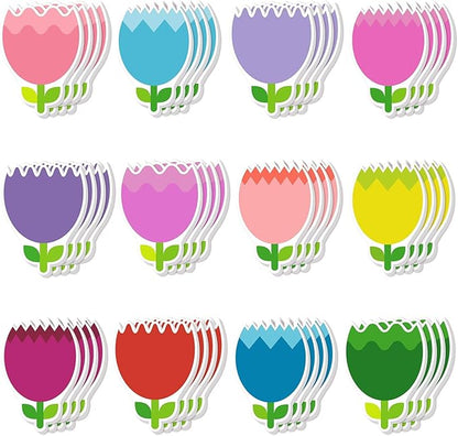 48 Pieces Spring Flowers Sticky Notes Tulips Florals Notes Pads Self-Adhesive Cute Flowers Sticky Memo Notes for Spring School Office Home Supplies Students Teachers Present