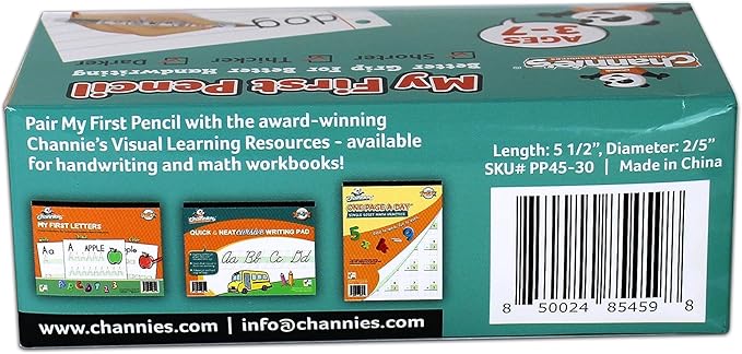 Channie's Extra Thick Kids Pencil Boxes for School Bulk - Easy-to-Hold Presharpened Jumbo Pencils for Preschoolers - Box of 30 Wood Pencils for School, Ideal for Classroom Prizes - White