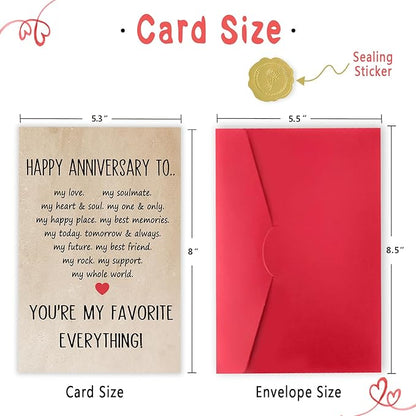 Happy Anniversary Card for Husband Wife, Sweet Wedding Anniversary Card for Couple, Romantic Anniversary Card Gift for Boyfriend Girlfriend