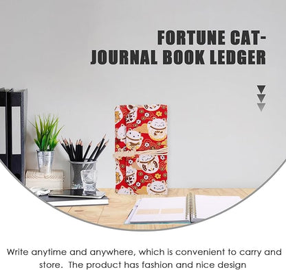 Tofficu A6 Budget Binder Japanese Maneki Neko Lucky Cat 6 Ring Planner Notepads Money Organizer Cotton and Linen Notebook Cover for Cash Bills Coupon Budgeting Expense Saving