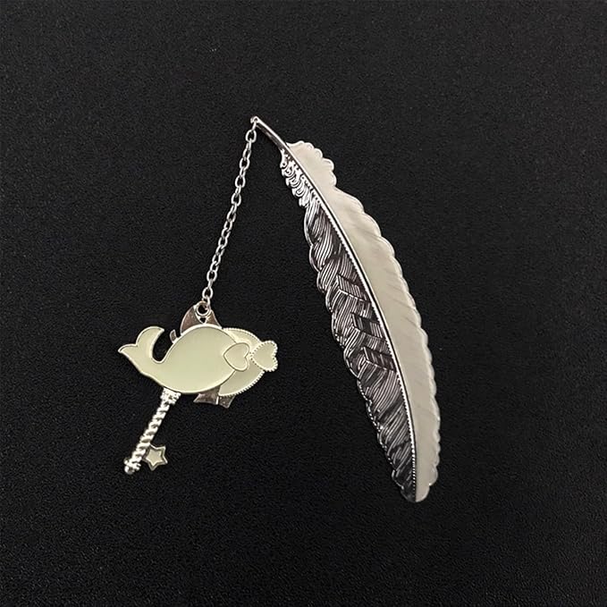 Zodiac Feather Bookmark Gifts for Women Men, Cool Metal Bookmark Glow in The Dark Pisces Bookmark, Luminous Star Sign Constellation Horoscope Bookmark Gifts