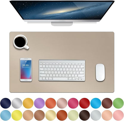 Boutilon Leather Desk Pad 24"x 14" Non-Slip Mouse Pad,Office Desk Mat,Waterprooft PU Leather Desk Blotter,Desk Pad Protector,Desk Writing Pad for Home Office Decor (S-Beige)