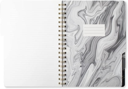 Fringe Studio Large Tab Notebook,Marble Gray, Flexible Paperback Cover, College Ruled, 5 Subject/Die-Cut Dividers, Notebook, 7.25" X 10", 180 Lined Pages (343005), Multicolor