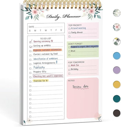 To Do List Notepad, To Do List Notebook for Work with 52 Undated Sheets - Daily Planner for Women & Man - Organizer Notepad for Office Desk Accessories and Home- Floral