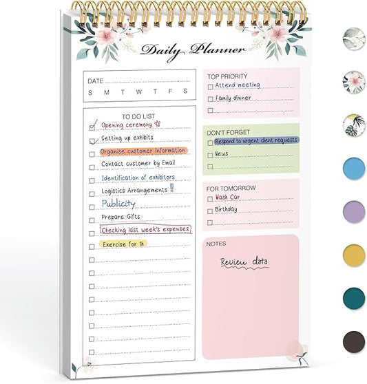 To Do List Notepad, To Do List Notebook for Work with 52 Undated Sheets - Daily Planner for Women & Man - Organizer Notepad for Office Desk Accessories and Home- Floral