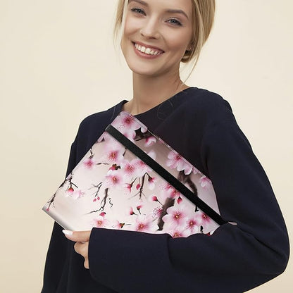 Padfolio Folder with Clipboard,Portfolios Organizer Clipboards with Storage Clipboard Writing Pad PU Leather Conference Document Organizer with Business Card Holder,Cherry Blossom