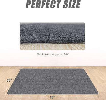 Sycoodeal Office Chair Mat for Hardwood Floor,Computer Gaming Chair Mat,Office Chair Mat for Tile Floor,Large Floor Protector Rug,Anti-Slip,Easy to Clean,Grey(48"x36")
