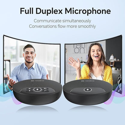 Conference Speaker and Microphone, 2pk Bundle Conference Microphone w/Daisy Chain, 360° Voice Pickup, Noise Reduction, Bluetooth Speakerphone for Large Meetings Team Zoom, NewPie 90