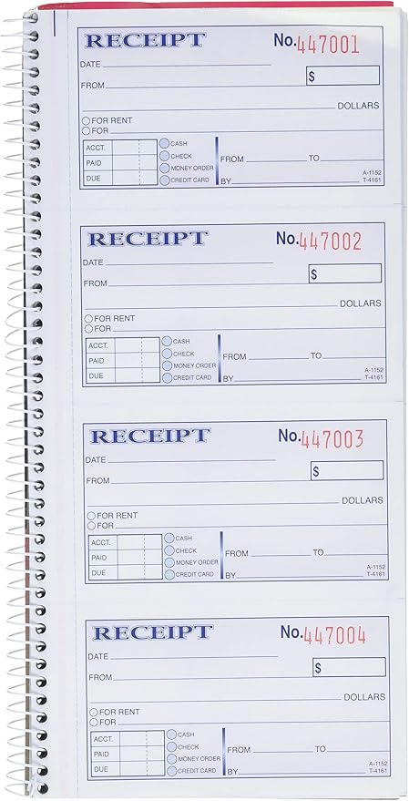 Adams Write 'N Stick Message Pad, 2-Part, Carbonless, Blue, 5-1/4" x 11", 200 Sets per Book (SC1153WS) &Mo ney and Rent Receipt Book, 2-Part Carbonless, 5-1/4" x 11", Spiral Bound
