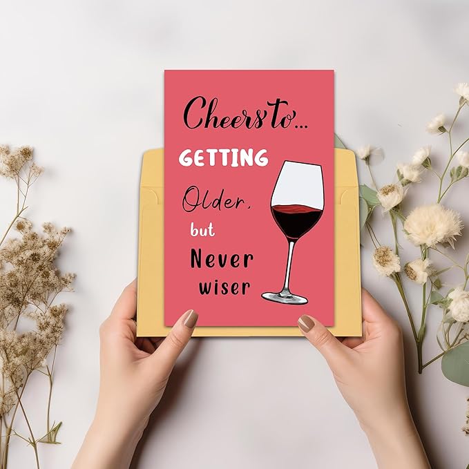 Funny Birthday Card for Her, Older But Never Wiser Birthday Card for Best Friend, Unique Gift for Women and Girls