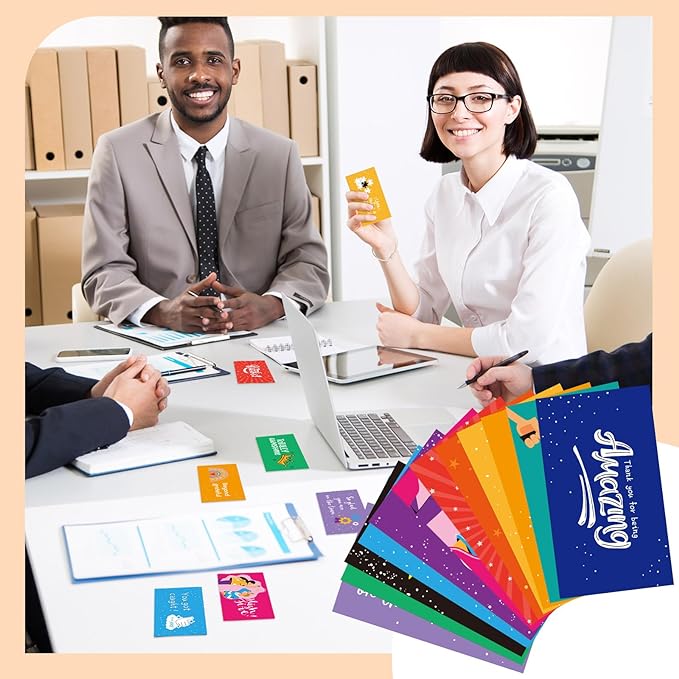 Yeaqee 240 Pcs Employee Appreciation Kudos Cards Funny Blank Back Motivational Card Encouragement Thank You Note Recognition Card for Teacher College Affirmation Gift(Classic)