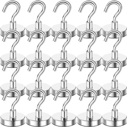 DIYMAG Magnetic Hooks, 80 LB Heavy Duty Strong Magnet with Hooks, Strong Rare Earth Neodymium Magnet Hooks for Hanging, Magnetic Hanger for Curtain, Home, Kitchen, Workplace, 20 Packs