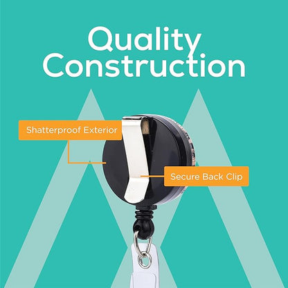 Will Well Badge Holders with Belt Clips for Securing onto Pockets and Purse Straps, with Retractable 27.5" UHMWPE Fiber Pull Cords, Strong Build with Fun Designs - 2-Pack, Cheetah Print