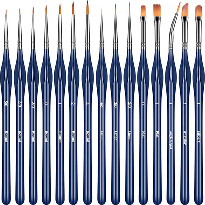 Detail Paint Brushes Set - 15pcs Miniature Paint Brushes, Art Painting for Acrylic Watercolor Gouache Oil & Face Painting, Models, Citadel, Figurine and Paint by Number Kit for Adults