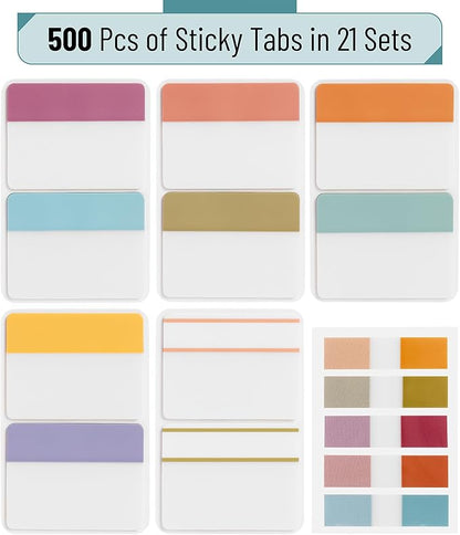 Mr. Pen- Sticky Index Tabs, 500 Pcs, 21 Sets, Colorful Sticky Tabs for Notebooks, Page Markers, Page Tabs for Binders, Page Tabs Sticky Tabs for Books, Notebook Tabs, Book Sticky Tabs for Notebooks