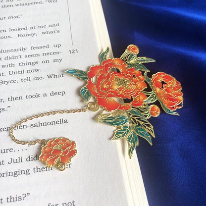 Bookmarks for Book Lovers Book Marks for Reading Women Birthday Graduation Christmas Gifts for Her Cute Metal Bookmark Book Markers Stocking Stuffers for Teens (Peony)
