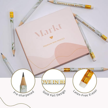 Markt Mini Pencils for Bridal Shower Games, Bridal Shower Pens, Small Pencil Set For Prizes, Game Winner Gifts, Golf Pencils With Erasers (Greenery, Eucalyptus)
