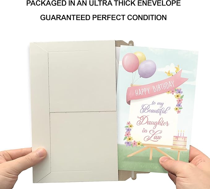 Prime Greetings Happy Birthday Card For Daughter-In-Law, Made in America, Eco-Friendly, Thick Card Stock with Premium Envelope 5in x 7.75in, Packaged in Protective Mailer