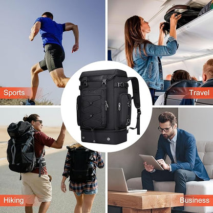 WITZMAN Travel Backpack for Men Women Carry on Bags for Airline Approved Convertible Duffle Luggage Backpack Shoe Compartment（B691 Classic Black）