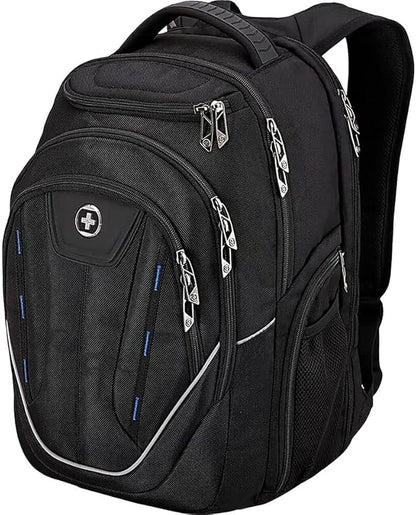 Swissdigital Design TSA-Friendly Large Backpack, Business Laptop Backpack for Men with USB Charging Port/RFID Protection (TERABYTE J16BT-1) One Nation One World