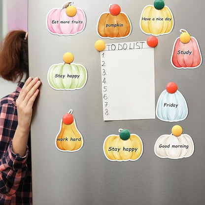 48Pcs Fall Boho Pumpkin Sticky Note Colorful Watercolor Pumpkin Shaped Self-Adhesive Removable Work-Study Memo Note for School Office Supplies Student and Teacher Gift 12 Style Total 20 Sheet Each