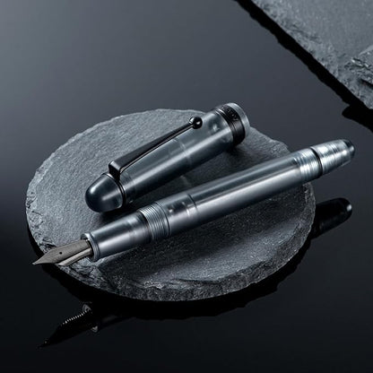 Asvine V126 Vacuum Filling Fountain Pen, Matte Black Acrylic Extra Fine Nib, Large-Capacity Pen with Gift Case