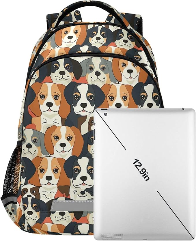 MNSRUU Laptop Backpack with Chest Strap, Cute Dog School Backpack, Travel Hiking Backpack for Boys Girls Teen Adult, Rucksack, Knapsack