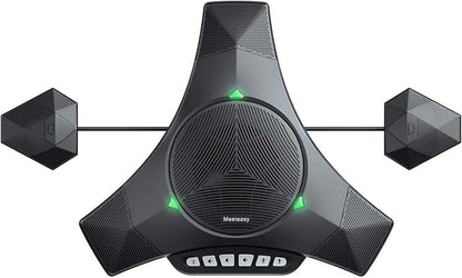 MVOICE8010EX-B Conference Speaker Microphone, 360° &16ft Voice Pickup Range/Noise Reduction/Echo Cancellation/USB Bluetooth Speakerphone w/2 Expandable Mic for 12 People Big Meeting Room