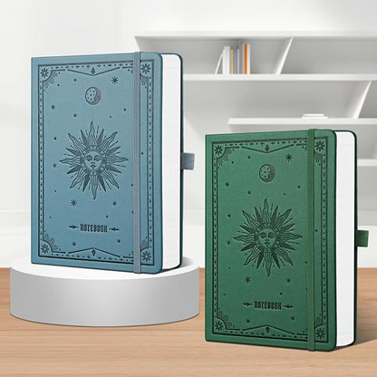 EMSHOI Bullet Dotted Journal Notebook - 320 Pages, 100gsm Thick Paper, A5 Hardcover Leather, Dot Grid Notebook for Women Men Work Writing, Bullet Journaling, Drawing, 5.75 x 8.38, Dark Green