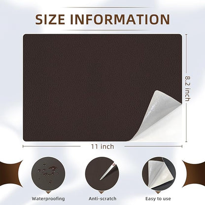 CHEIGHY 2pcs Leather Repair Kit, Self Adhesive Leather Repair Patch for Furniture 8.2X11 inch Vinyl Repair Kit for Couches Car Seats, Sofa, Office Chair, Belt, Jackets (Dark Coffee)