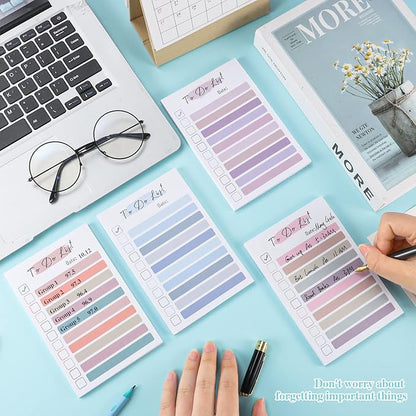 4 Packs to Do List Sticky Notes 4 x 6 Inches to Do Sticky Notes with Line, Adhesive to Do List Checklist Notepad Portable Planner for Home Office Supplies