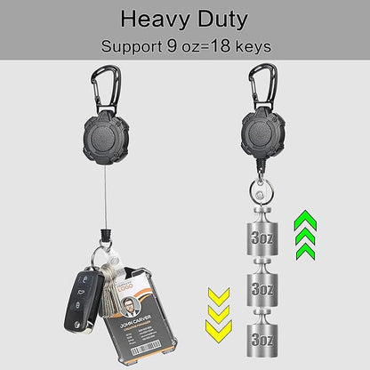 Badge Holder Retractable Clip Heavy Duty Badge Reel Retractable Keychain ID Badge Holder with Breakaway Lanyard ID Card Holder Cool Tactical Keychains