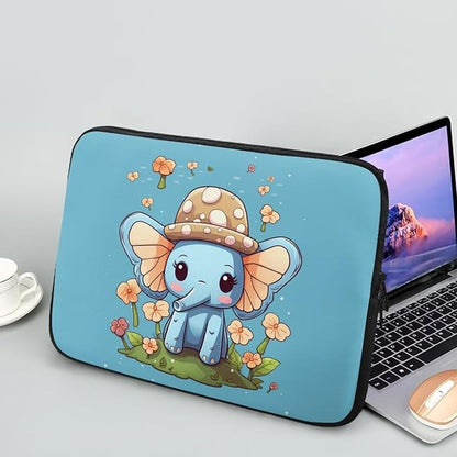 Cute Elephant Laptop Protective Sleeve for Women Girls 17 inch Computer Sleeve Bag Flower Zippered Pouches Lap Top Case Suitable for Daily Use Travel School Office Organizers Bag