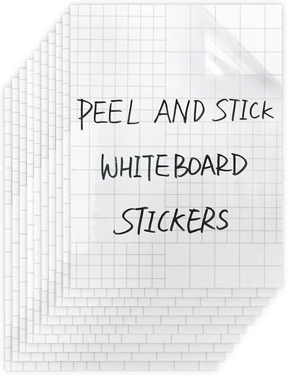 Clear Dry Erase Board Paper-Whiteboard for Fridge-Clear Contact Paper Sheets for Wall-Adhesive Dry Erase Board Sticker for Desk/Refrigerator/Office/Classroom/Wallpaper(8.27''X11.69''X10 Pcs)