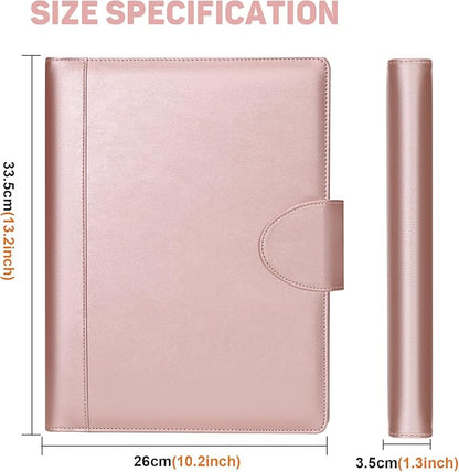 Toplive Portfolio 3 Ring Binder Padfolio Folder, Business Interview Resume Portfolio for Women Men A4/Letter Size Document Organizer with Clipboard Receipt Sleeve Card Holder, Rose Gold