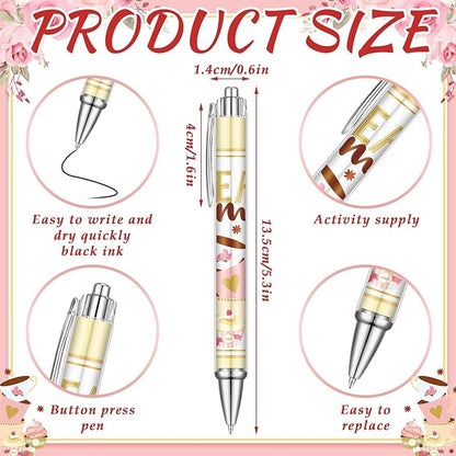 24 Pcs Tea Party Gift Pens Bulk Floral Tea Party Favors Pink Themed Party Decorations Tea Ballpoint Pen for Tea Party Birthday Party Supplies