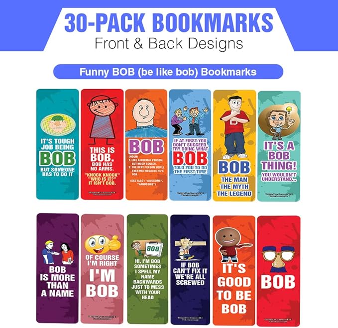 Creanoso Funny BOB (be Like bob) Bookmarks (5-Sets X 6 Cards) – Daily Inspirational Card Set – Interesting Book Page Clippers – Great Gifts for Adults and Professionals