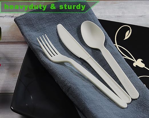 GreenWorks 1000 Heavy-duty Compostable Spoons,BPI Certified 7" Series Large Bulk Disposable Cutlery Spoon
