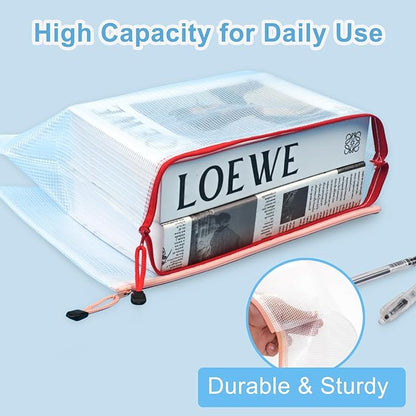 30 Pcs Mesh Zipper Bags, 9 Colors, 9 Sizes Waterproof Plastic Zipper Pouches, Multipurpose for Organizing, Home, School, Office, and Travel Storage