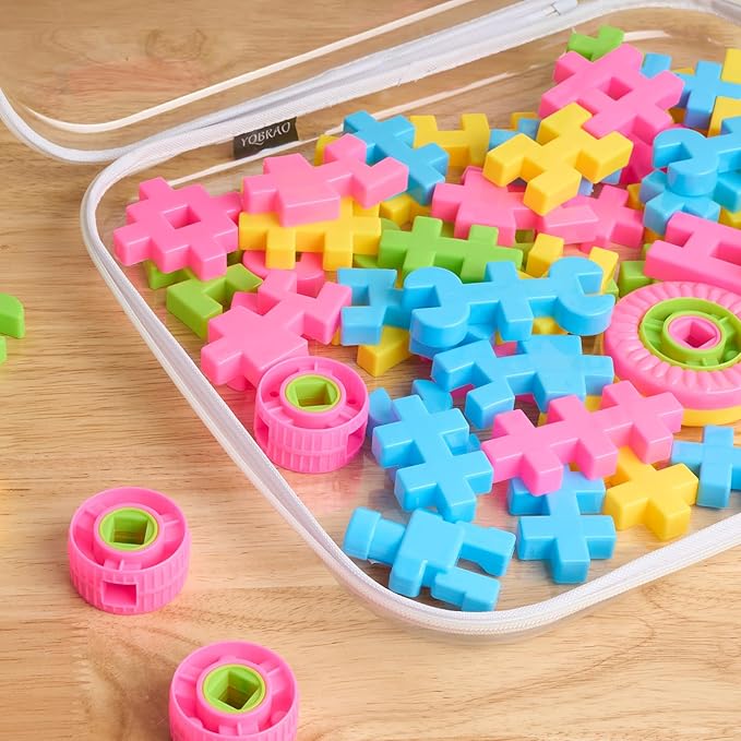 Bliss Bins - Hard Sided Clear Zipper Case for Storage- Professional-Grade Plastic Clear Zipper Pencil Case,Toy Storage Bins, Toiletry Pouch, Travel Organizer, Cosmetic Bag（White,2 Pack, L）